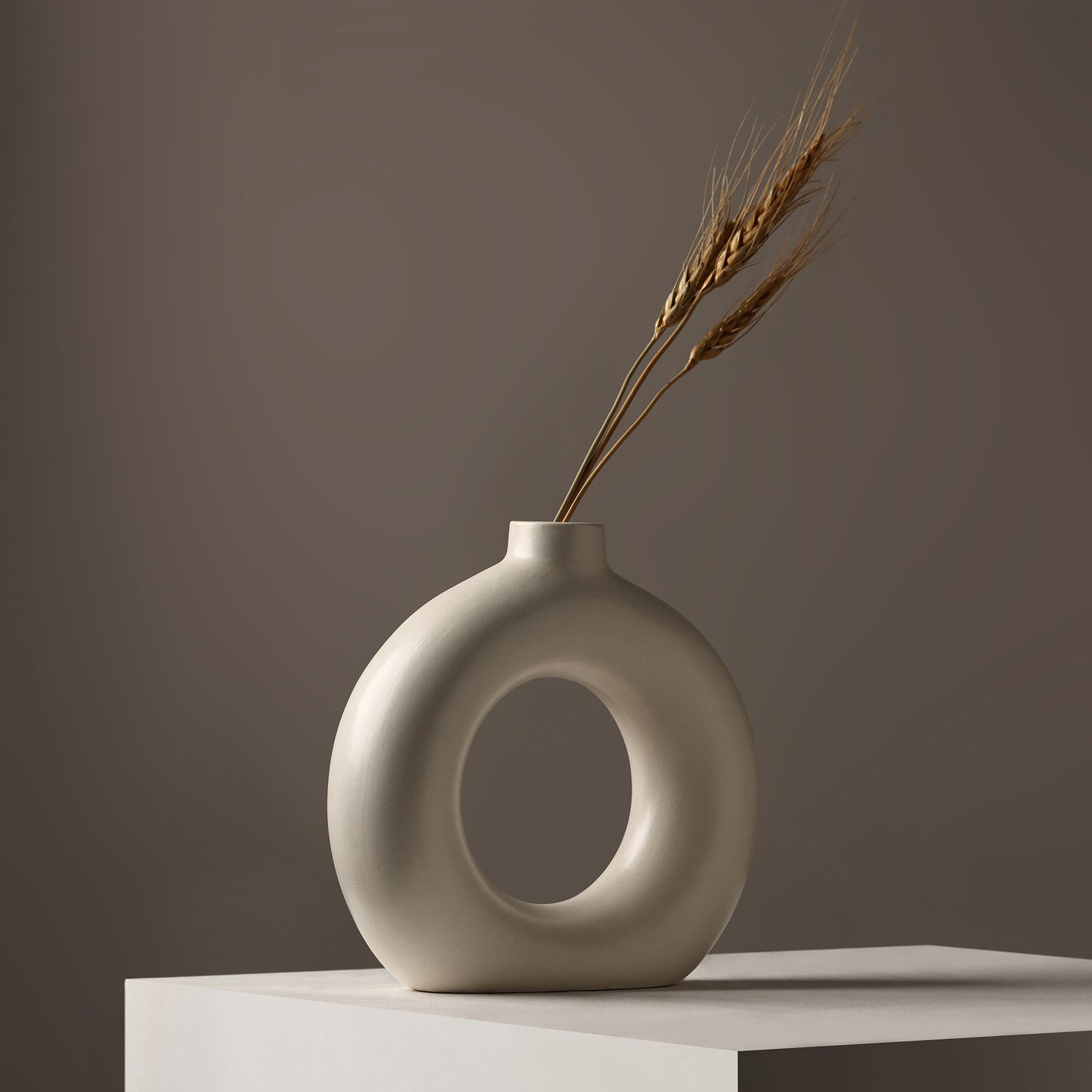 Ceramic Classic Donut Vase 8″ – Minimalist Artistry for Modern Spaces