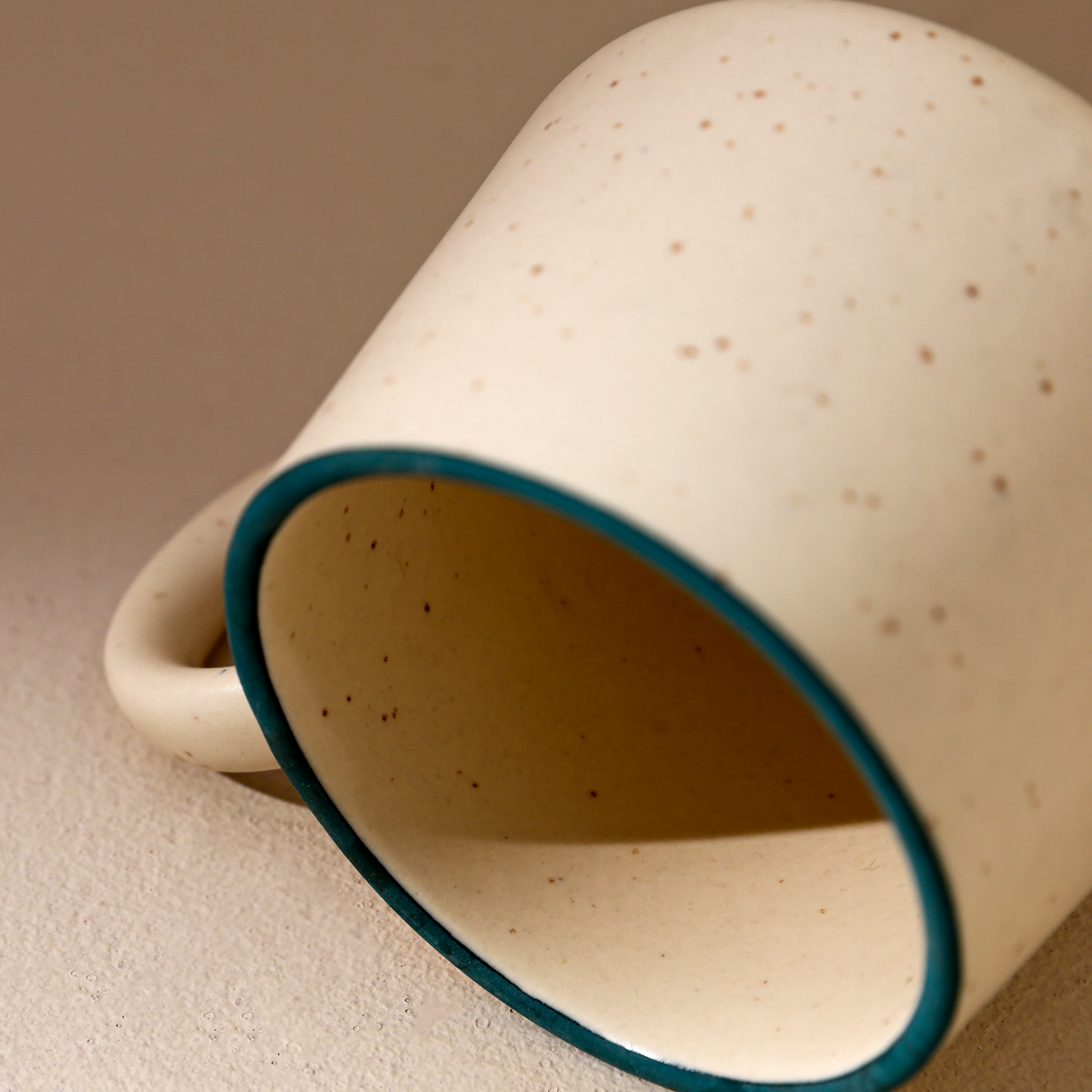 Handcrafted Ceramic Cup – Iceberg White with Blue Rim