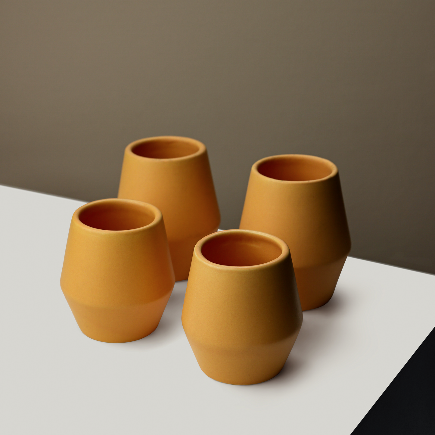 Ochre – Sculpted Ceramic Coffee Cup set of two