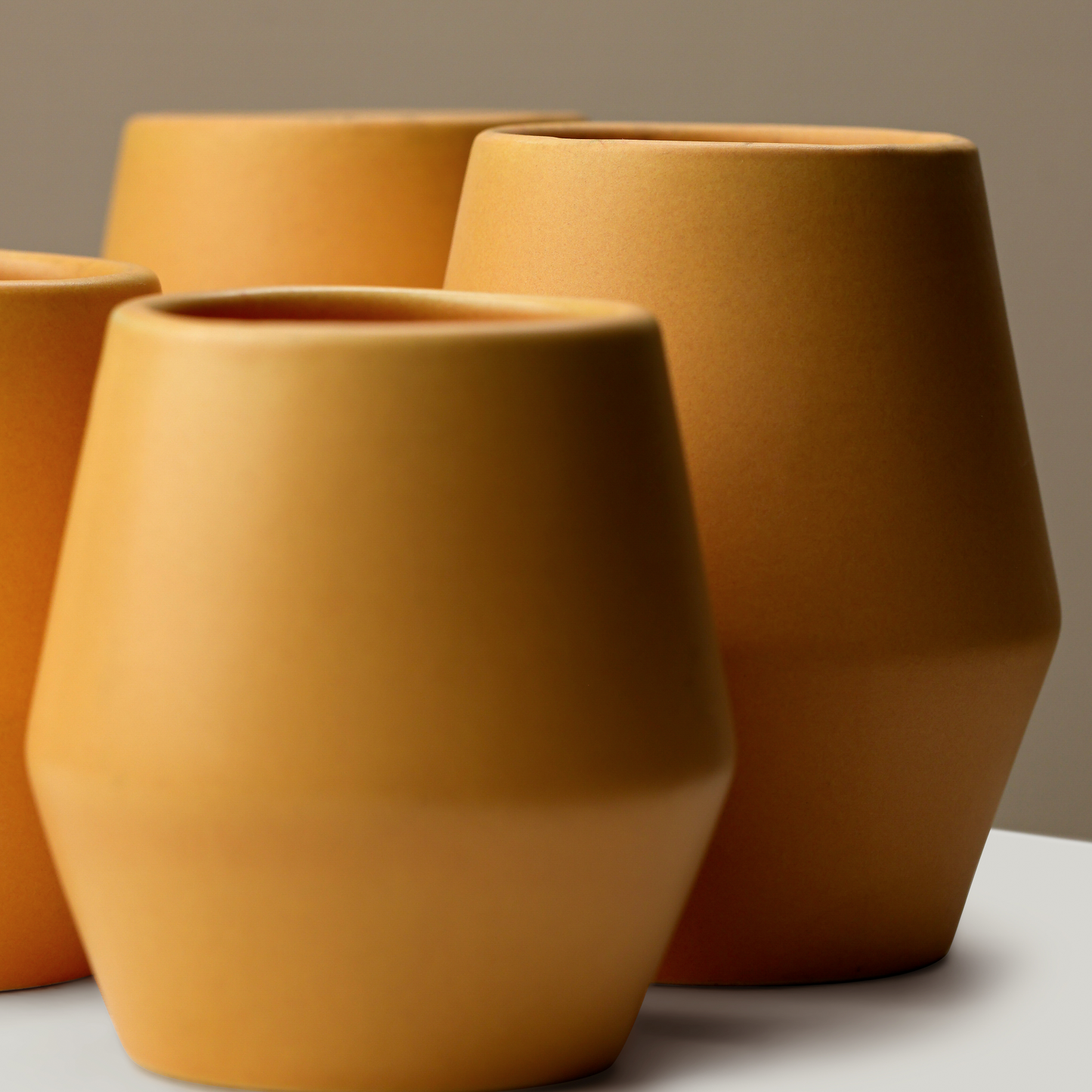 Ochre – Sculpted Ceramic Coffee Cup set of two