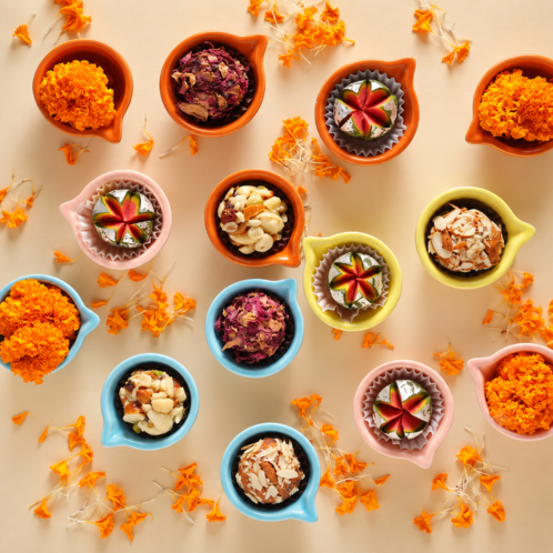 Multicolor Ceramic Diya — Set of 24