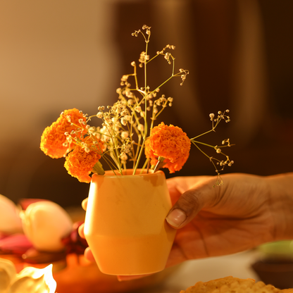 OCHRE – Sculpted Ceramic Coffee Cup (Set of 2) works as a vase too