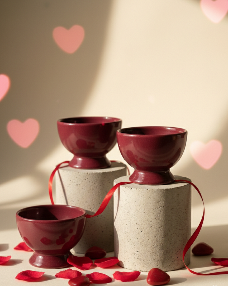 Ice Cream Holder Cups (Set of 2) - Valentine's Day Limited Edition Ceramic Dessert Bowls (Pre-order)