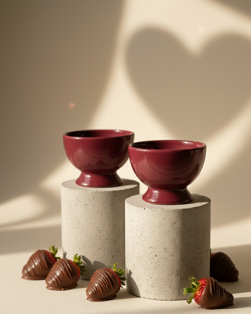 Ice Cream Holder Cups (Set of 2) - Valentine's Day Limited Edition Ceramic Dessert Bowls (Pre-order)