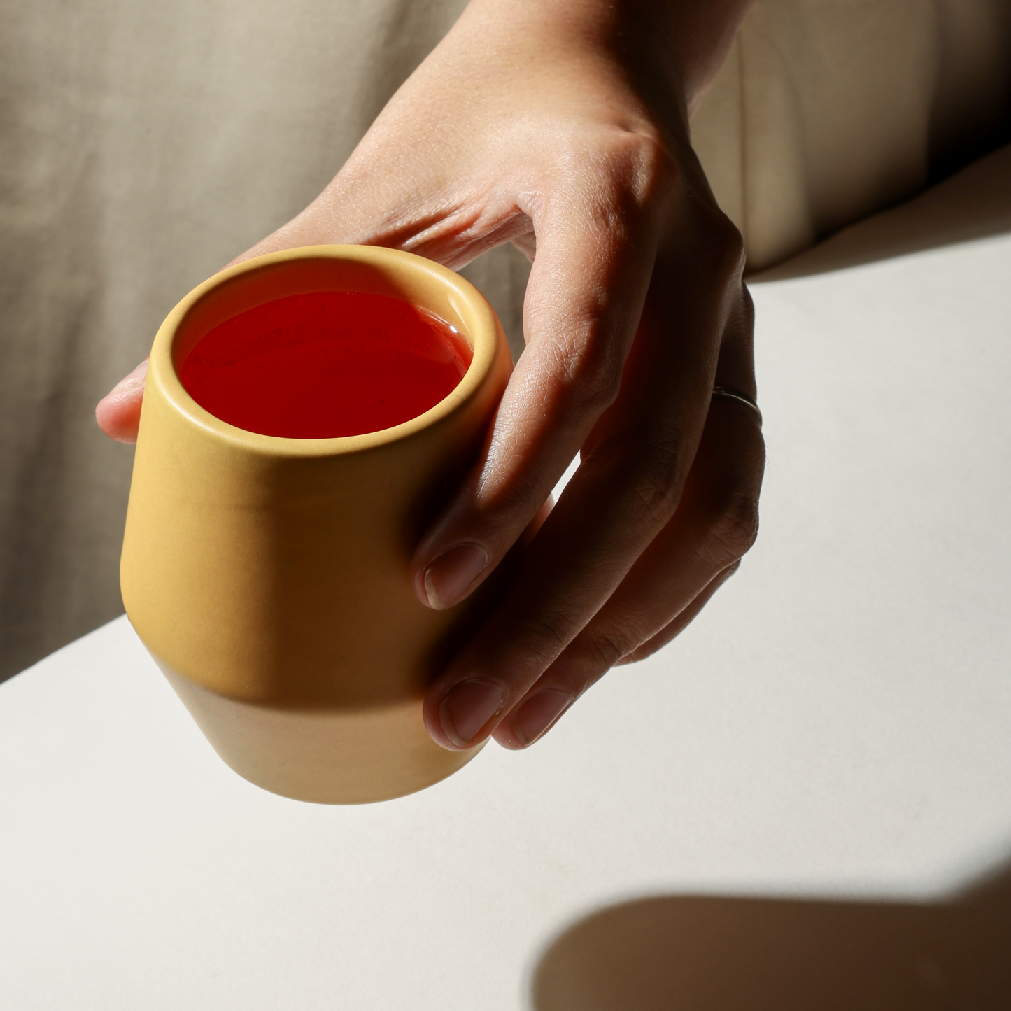 Ochre – Sculpted Ceramic Coffee Cup set of two